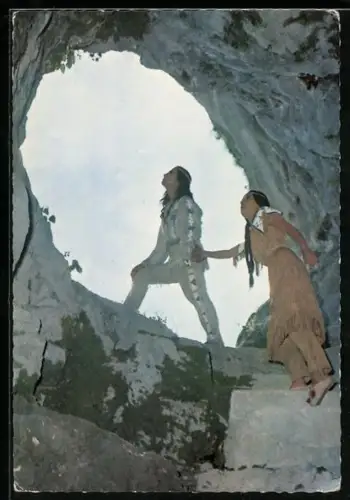 AK Karl May Film Winnetou 2. Teil, Schauspieler Pierre Brice und Karin Dor