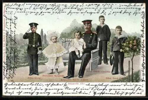 AK Kronprinz Friedrich August von Sachsen mit seinen Kindern