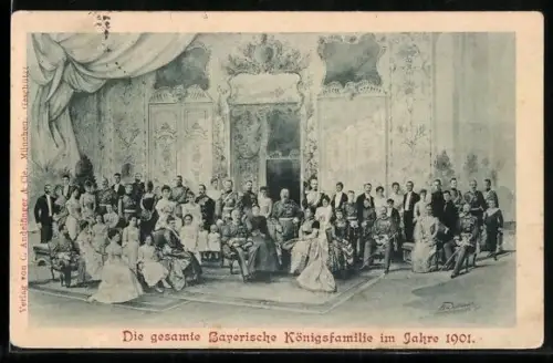 AK Gesamte bayerische Königsfamilie 1901 mit Prinzregent Luitpold