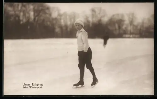 AK Erbprinz Albrecht von Bayern auf Schlittschuhen