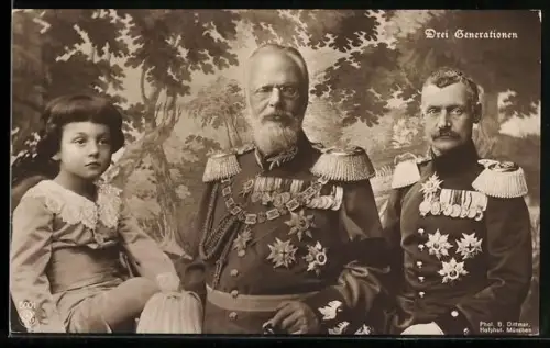 AK König Ludwig III. mit Prinz Rupprecht von Bayern, Drei Generationen