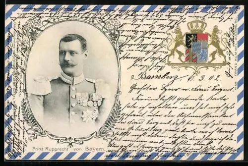 AK Portrait Kronprinz Rupprecht von Bayern in Uniform mit Orden