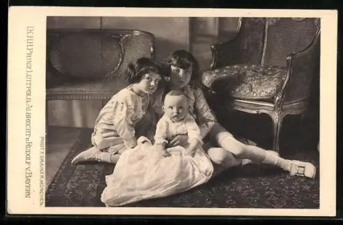 AK Erbprinz Luitpold mit Albrecht und Rudolf von Bayern