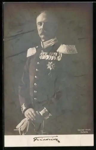AK Uniformfoto Grossherzog Friedrich II. von Baden, Bruststern
