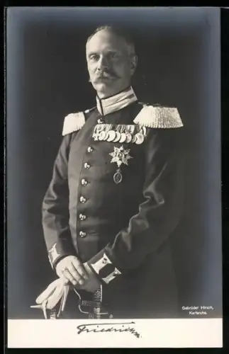 AK Uniformfoto Grossherzog Friedrich II. von Baden, Bruststern