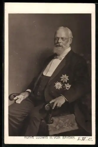 AK König Ludwig III. von Bayern im Frack mit Orden
