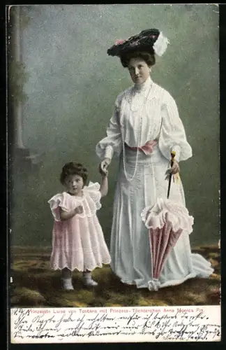 AK Prinzessin Luise von Toscana mit Tochter Anna Monica Pia