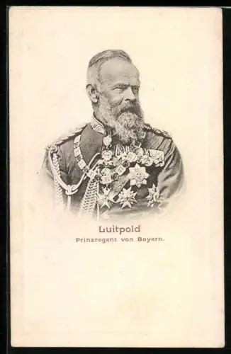 AK Prinzregent Luitpold von Bayern in Uniform mit Orden