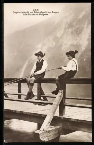 AK Erbprinz Luitpold und Prinz Albrecht von Bayern beim Fischen am Königssee