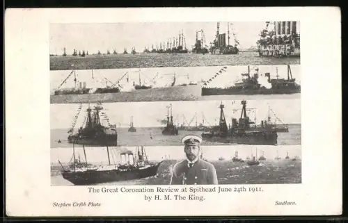 AK Spithead, The Great Coronation review 1911, portrait of George V