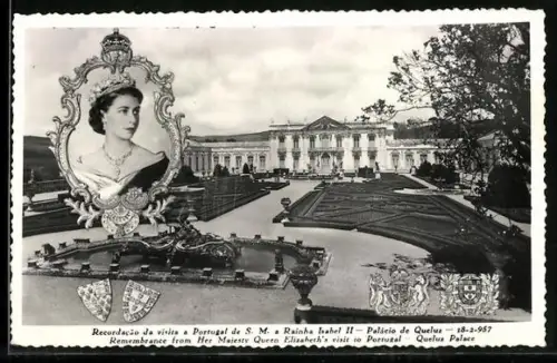 AK Portrait von Elizabeth II. von England in jungen Jahren anlässlich ihres Besuchs in Portugal