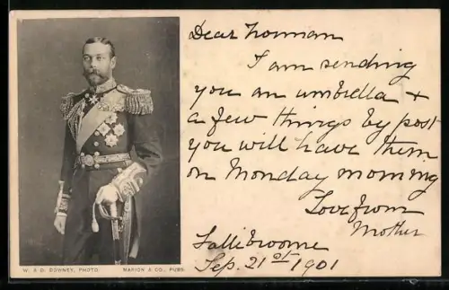 AK Portrait von Georg V. von England in Uniform mit Orden und Säbel