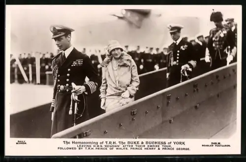 AK The Homecoming of The Duke & Duchess of York, Leaving the HMS Renown after their Empire Tour