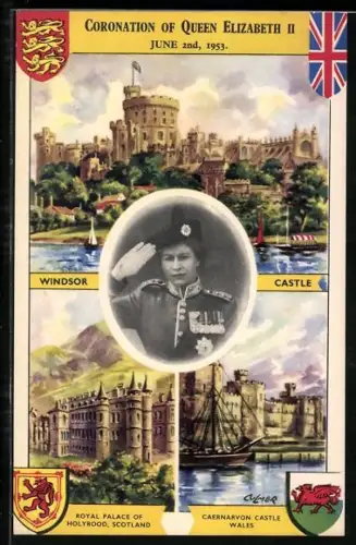 AK Portrait von Elisabeth II. von England in Uniform mit Orden anlässlich ihrer Krönung 1953