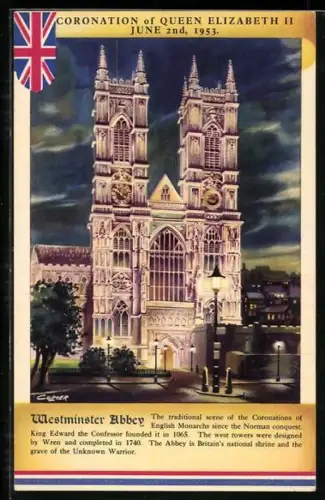 AK Westminster Abbey for the Coronation of Queen Elizabeth II, 1953