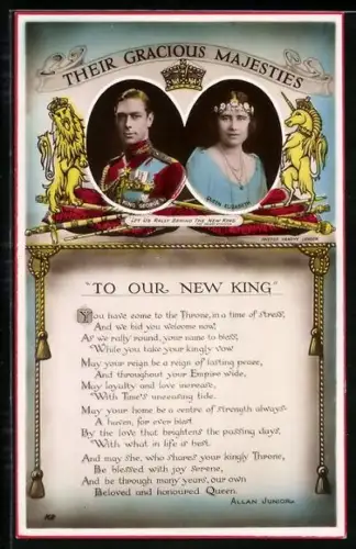 AK Their Gracious Majesties, King Georg VI. & Queen Elizabeth von England, To our new King