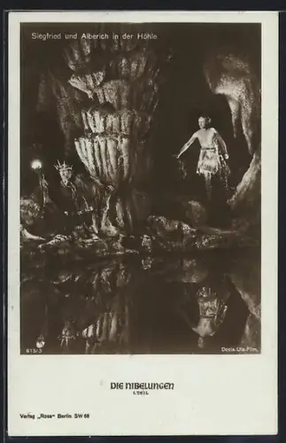 AK Die Nibelungen, Siegfried folgt Alberich in die Höhle