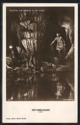 AK Die Nibelungen, Siegfried folgt Alberich in die Höhle