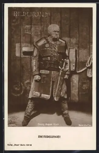 AK Die Nibelungen, Georg August Koch in Rüstung mit Schwert