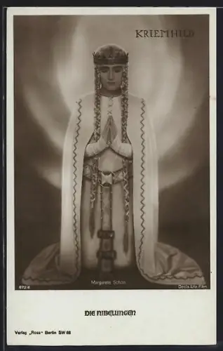 AK Die Nibelungen: Margarete Schön als Kriemhild im weissen Kleid