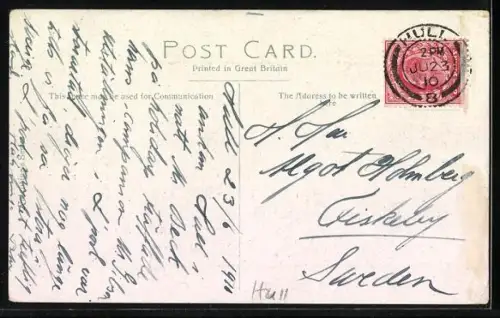 AK Hull, Victoria Square, Strassenbahn, Passepartout