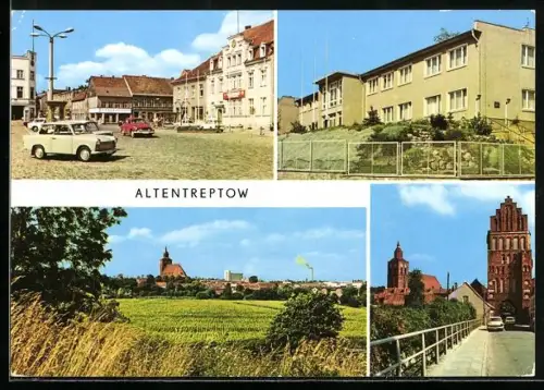 AK Altentreptow, Platz der Freiheit, Schule der sozialistischen Landwirtschaft, Brandenburger Tor