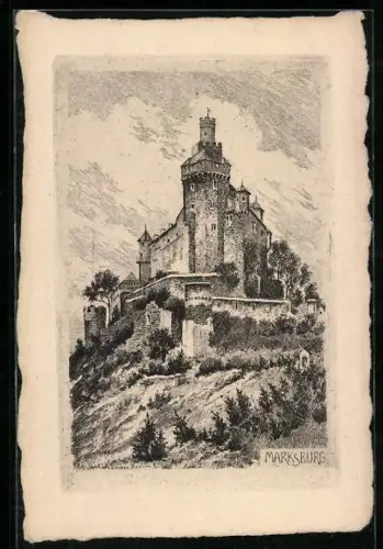 Künstler-AK Braubach, Die Marksburg