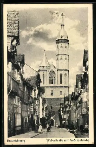 AK Braunschweig, Weberstrasse mit Andreaskirche
