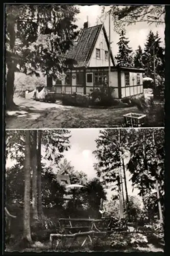 AK Steinbeck /Lüneburger Heide, Gaststätte Kleine Konditorei O. Bruess mit Gartenansicht