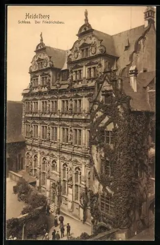 Lithographie Heidelberg, Schloss, Friedrichsbau