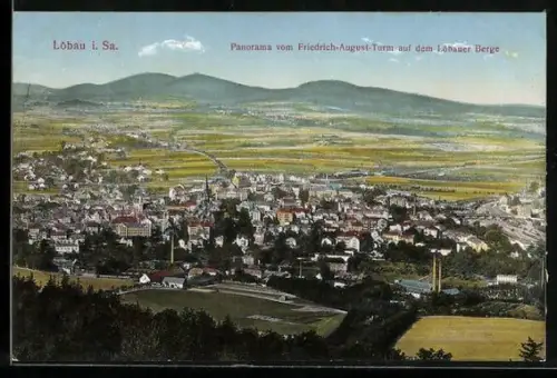 AK Löbau i. Sa., Ortsansicht vom Friedrich-August-Turm auf dem Löbauer Berge