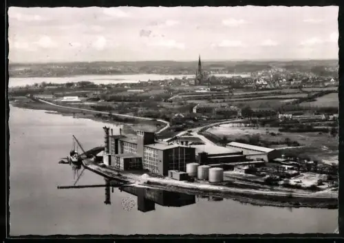 AK Schleswig, Zuckerfabrik vom Flugzeug aus