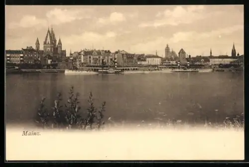 AK Mainz, Stadtansicht am Rhein mit Dom