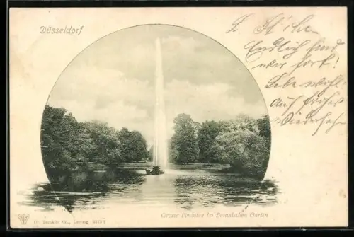 AK Düsseldorf, Grosse Fontäne im Botanischen Garten