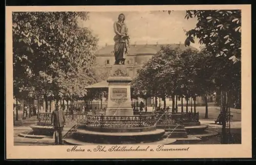 AK Mainz a. Rh., Schillerdenkmal, Gouvernement