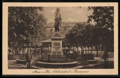 AK Mainz a. Rh., Schillerdenkmal, Gewerbeverein