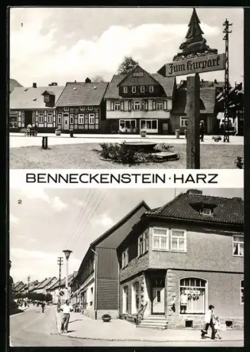 AK Benneckenstein /Wernigerode, Am Roten Platz und Blick zur Oberstadt
