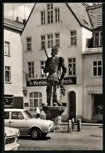 AK Perleberg, Rolandbrunnen, Kreisbibliothek