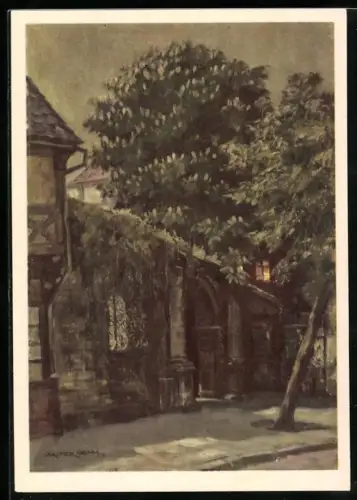 Künstler-AK sign. Walter Gemm: Halberstadt, Altes Portal in der Grösserstrasse