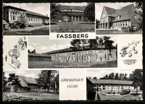AK Fassberg /Lüneburger Heide, Krankenrevier, Offz. Kasino, Uffz. Heim, Unterkunft und Sanitätsbereich