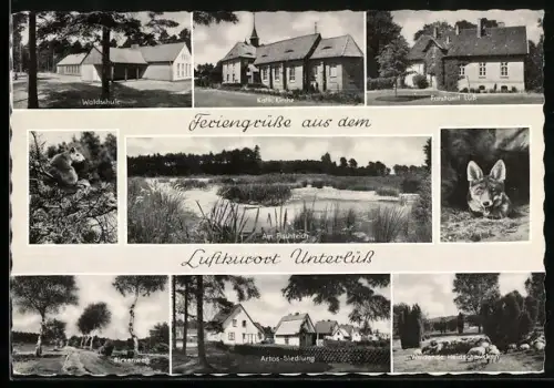 AK Unterlüss, Waldschule, kath. Kirche, Forstamt, Am Ruhrteich, Birkenweg, Artos-Siedlung