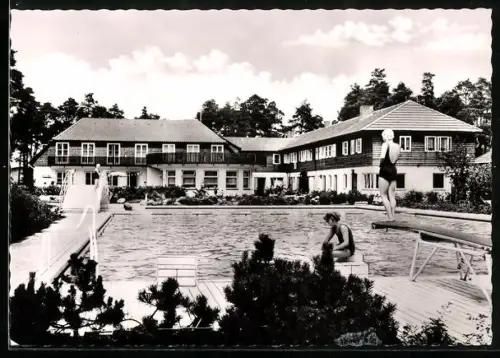 AK Hermannsburg /Lüneburger Heide, Waldschwimmbad, Pension-Hotel-Gaststätte, Inh. M. Haupt