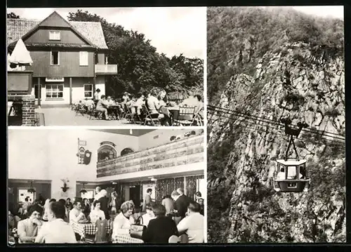 AK Thale /Harz, Berghotel Rosstrappe, Rosstrappenfelsen, Personenschwebebahn