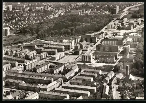 AK Hannover-Stöcken, Luftbild der Wohnsiedlungen und Grünanlagen