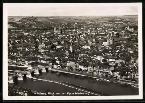AK Würzburg, Blick von der Feste Marienberg