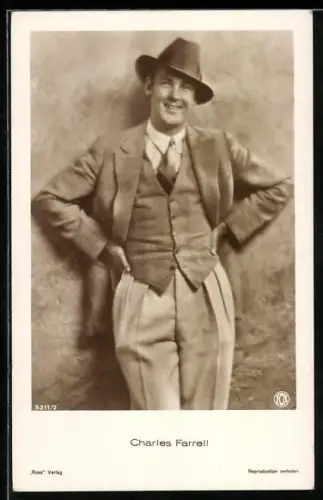 AK Schauspieler Charles Farrell im Kostüm einer Theaterrolle