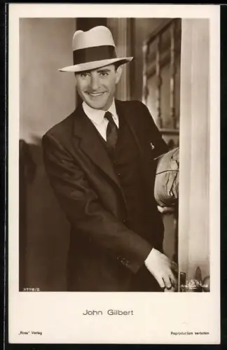 AK Schauspieler John Gilbert im Anzug mit Hut