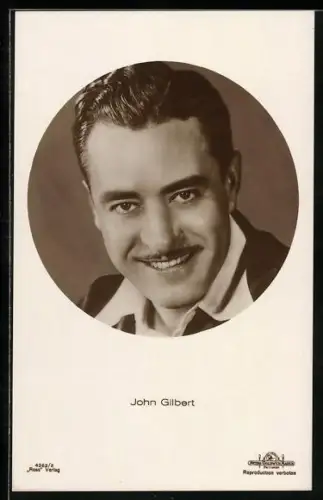 AK Schauspieler John Gilbert lächend porträtiert
