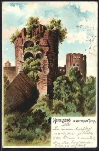 Lithographie Heidelberg, Gesprengter Turm