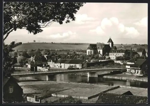 AK Guxhagen /Kassel, Fulda-Brücke, ehem. Klosterkirche Breitenau